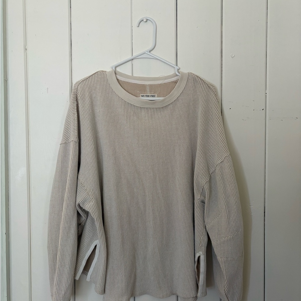 We The Free Tan Waffle Knit Top